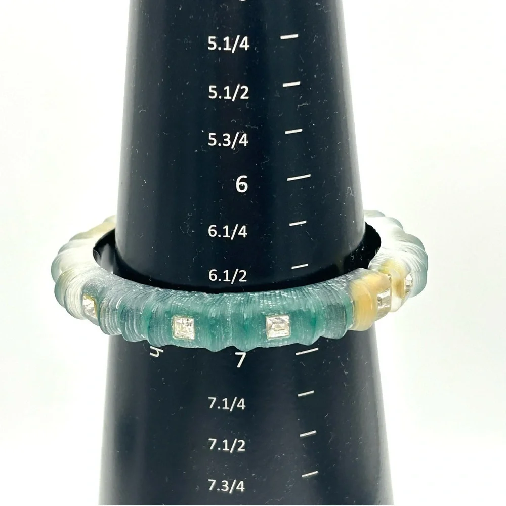 Alexis Bittar Green and Crystal Hinged Bangle Bracelet